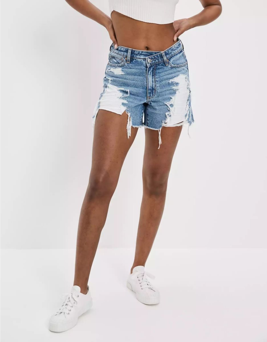 Shorts American Eagle AE Denim Highest Taille Baggy Indigo Femme | QDY-13798188